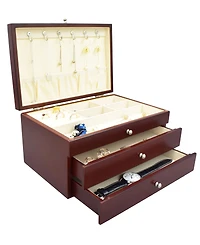Pko Inc Elegant Walnut Finish Jewelry Box