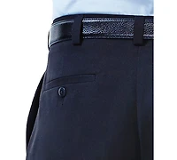 Haggar Men's Eclo Stria Classic Fit Pleated Hidden Expandable Waistband Dress Pants