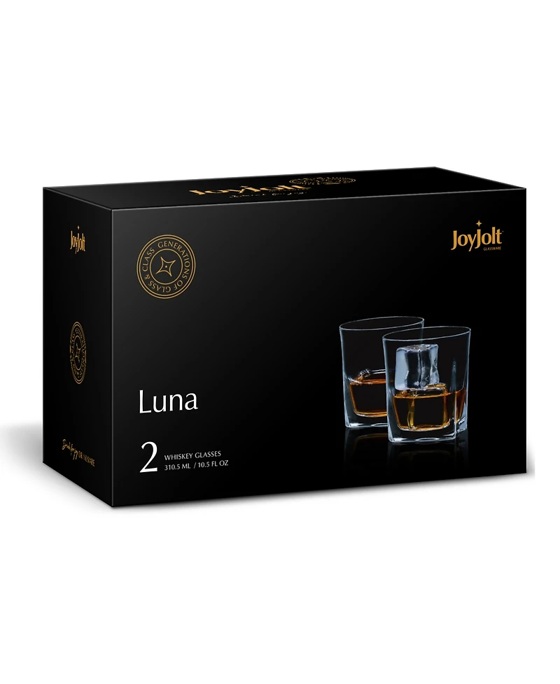 JoyJolt Luna Old Fashioned Whiskey Glasses Set of 2
