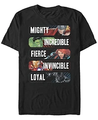 Marvel Men's Avengers Adjectives Mighty Incredible Fierce Invincible Loyal, Short Sleeve T-Shirt