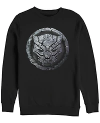 Marvel Men's Black Panther Stone Cat Face Logo, Crewneck Fleece