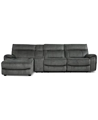 Closeout! Hutchenson 4-Pc. Fabric Chaise Sectional with 2 Power Recliners, Power Headrests and Console