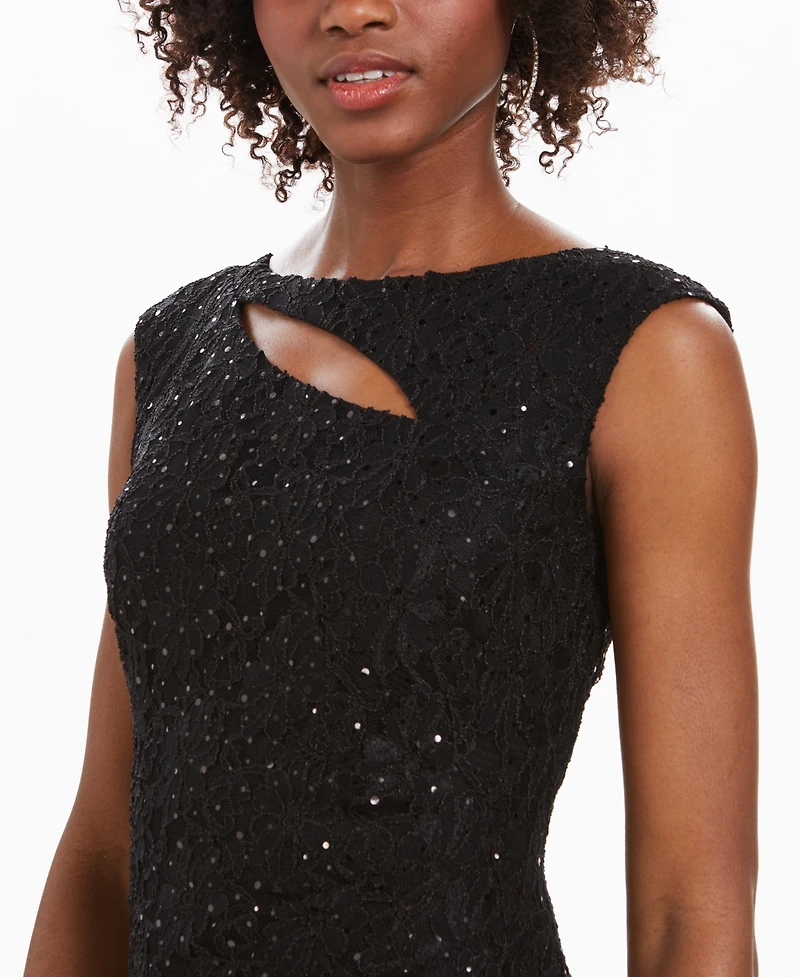 Connected Cutout Sequined Lace Gown