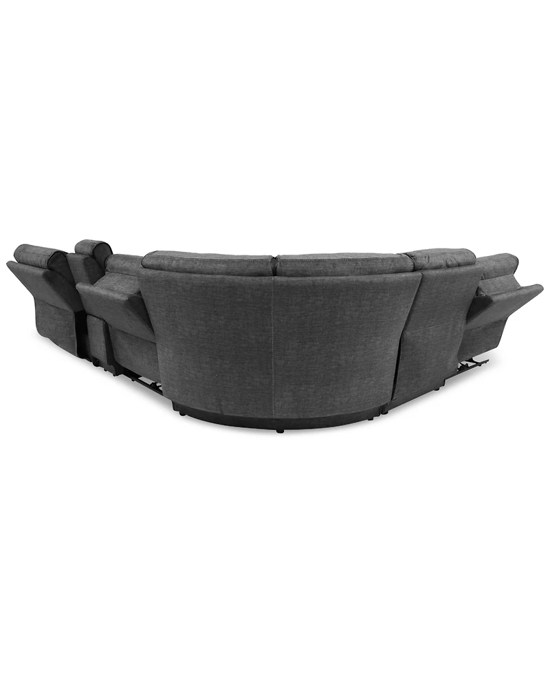 Closeout! Hutchenson 6-Pc. Fabric Chaise Sectional with 2 Power Recliners and Console