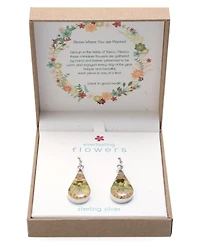 Medium Teardrop Dried Flower Earrings in Sterling Silver. Available in Multi, Blue, Yellow or Purple