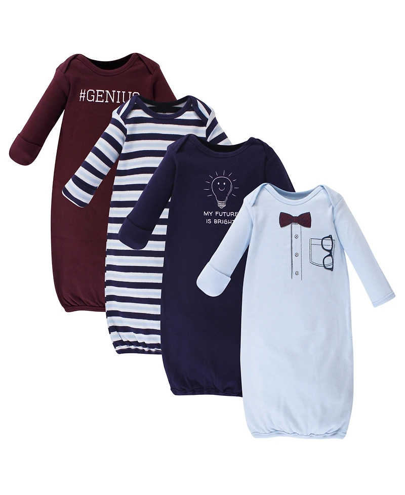 Little Treasure Baby Boys Treasure Interlock 4-Count Gowns Bundle