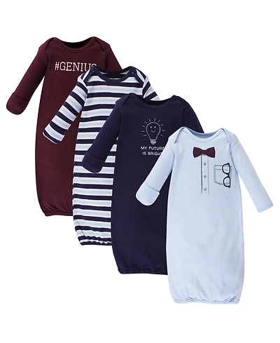 Little Treasure Baby Boys Treasure Interlock 4-Count Gowns Bundle