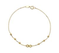 Diamond Infinity & Textured Bead Link Bracelet in 10k Gold