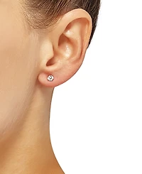 3-Pc. Set Cutured Freshwater Pearl (3-3/4mm), Cubic Zirconia & Polished Round Stud Earrings in 10k Gold