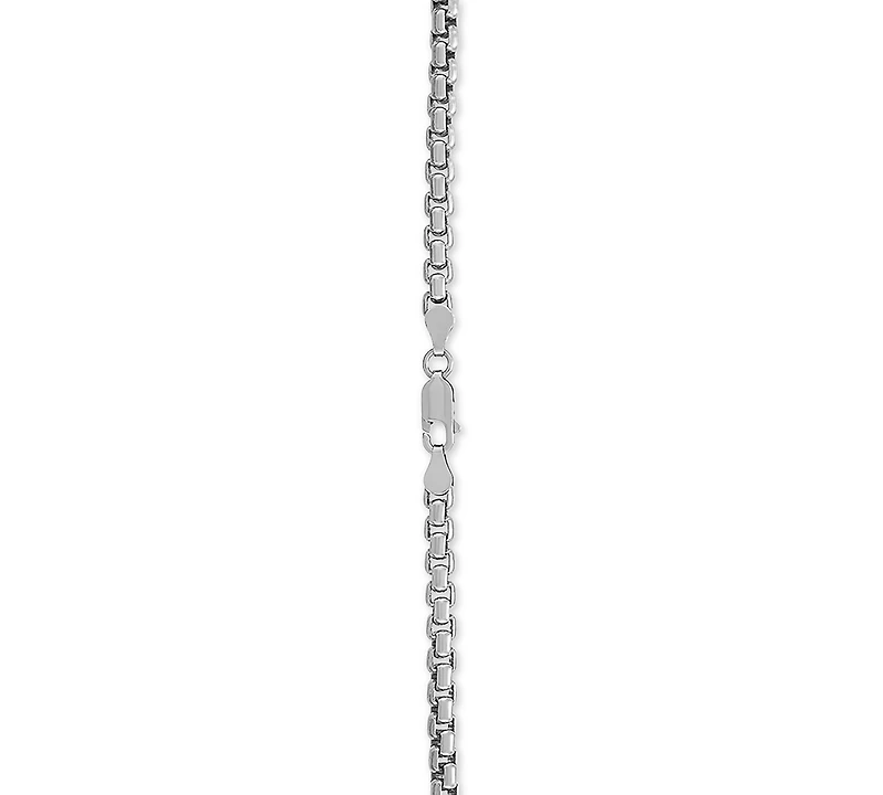 Rounded Box Link 24" Chain Necklace in Sterling Silver