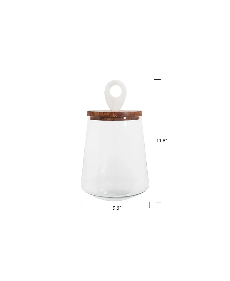 Bloomingville Small Clear Glass Jar with Mango Wood & Marble Lid