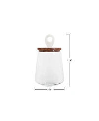 Bloomingville Small Clear Glass Jar with Mango Wood & Marble Lid