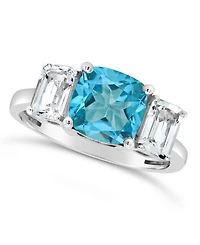 Gemstone and White Topaz (1-3/8 ct. t.w) Ring Sterling Silver
