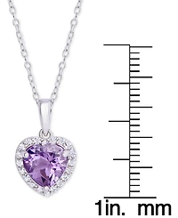 Amethyst (1-1/2 ct. t.w.) & Cubic Zirconia 18" Heart Pendant Necklace in Sterling Silver