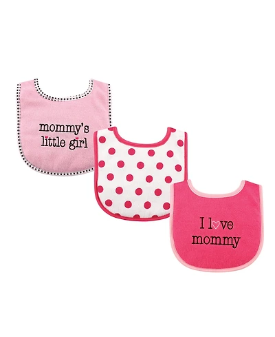 Luvable Friends Drooler Bib, 3-Pack Girl Daddy Princess