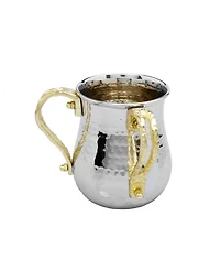 Classic Touch Stainless Steel Wash Cup with Gold-Tone Loop Handles