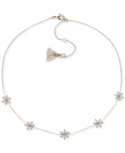 lonna & lilly Gold-Tone Crystal Flower Frontal Necklace, 16" + 3" extender