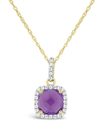 Amethyst (1-1/3 ct. t.w.) and Lab Grown White Sapphire (1/6 ct. t.w.) Pendant Necklace in 10k Yellow Gold