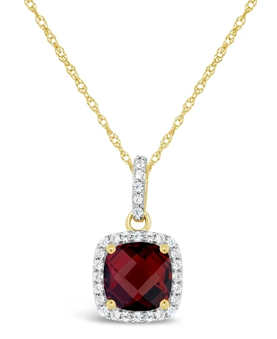 Garnet Peridot (2 ct. t.w.) and Lab Grown White Sapphire (1/6 ct. t.w.) Pendant Necklace in 10k Yellow Gold. Also Available in Peridot)