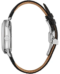 Limited Edition Bulova Men's Swiss Automatic Joseph Bulova Black Leather Strap Watch 38.5mm