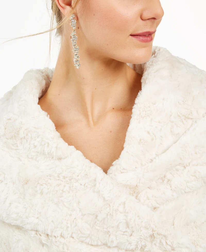 Eliza J Ivory Faux-Fur Shrug