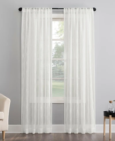 Tamaryn Embroidered Trellis Sheer Rod Pocket Curtain Panel
