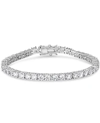 Simulated Cubic Zirconia Alternating Line Bracelet in Silver Plate