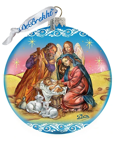 G.DeBrekht Limited Edition Nativity Ball In Blue Glass Ornament