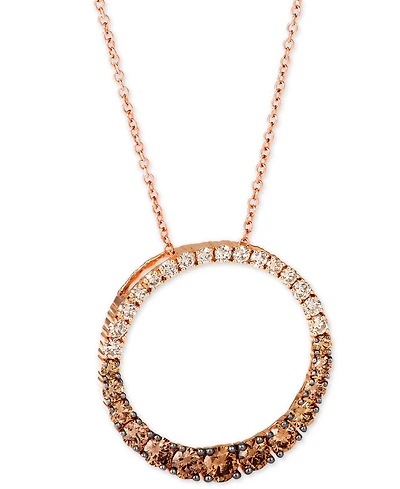 Le Vian Chocolate Diamond Ombre Circle 18" Adjustable Pendant Necklace (1-1/5 ct. t.w.) in 14k Rose Gold , 14k White Gold or 14k Yellow Gold