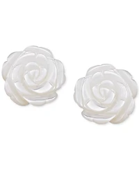 Mother-of-Pearl Flower Stud Earrings 10k Gold