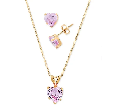 2-Pc. Set Blue Topaz Heart Pendant Necklace & Matching Stud Earrings (2-3/4 ct. t.w.) in 10k Gold (Also in Citrine & Peridot)