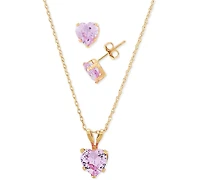 2-Pc. Set Blue Topaz Heart Pendant Necklace & Matching Stud Earrings (2-3/4 ct. t.w.) in 10k Gold (Also in Citrine & Peridot)