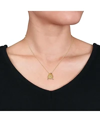 Lab Grown Blue and Yellow Sapphire (3 ct. t.w.) Chick Bird Necklace in 18k Gold Over Sterling Silver