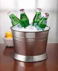 Circle Glass Breeze Beverage Dispenser with Ice Insert, Fruit Infuser and Galvanized Base, 2.4 Gal