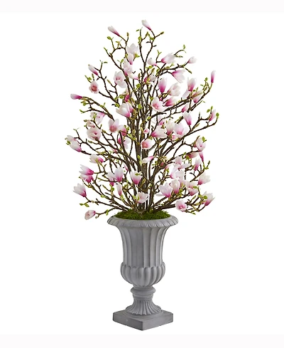Nearly Natural 46in. Magnolia Artificial Arrangement in Decorative Urn