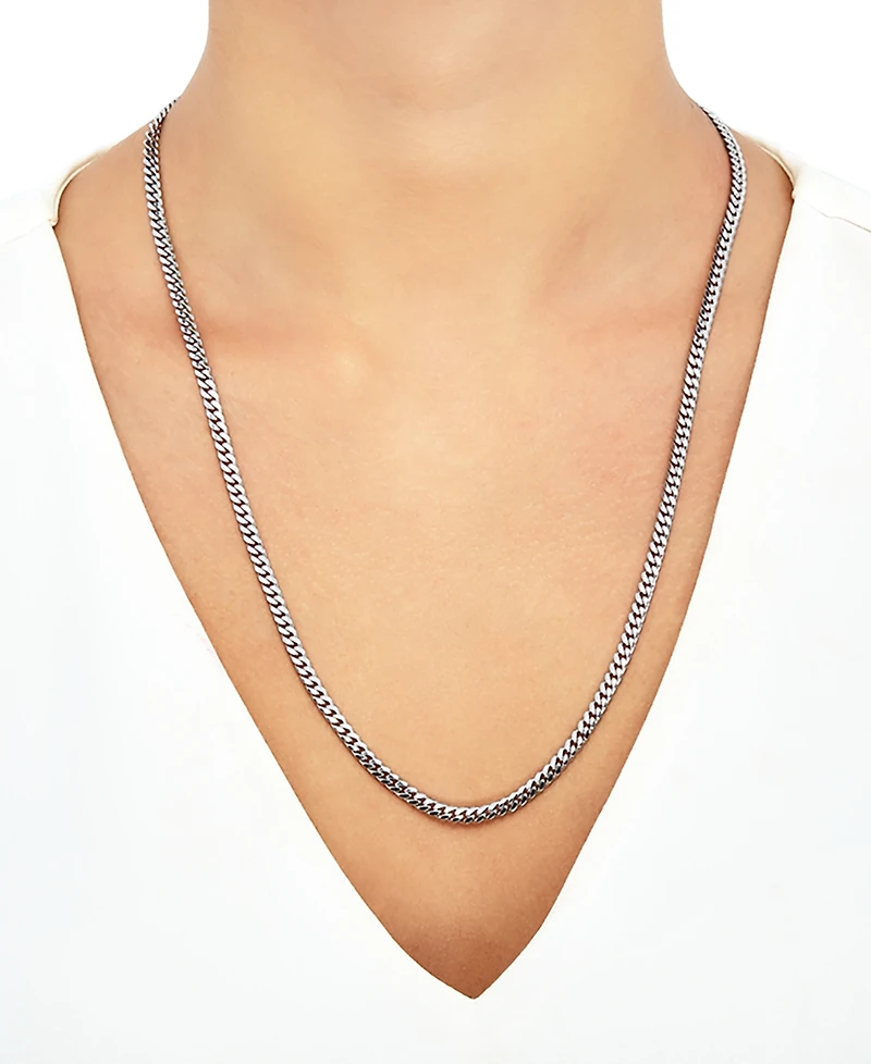 Curb Link 24" Chain Necklace Sterling Silver or 18k Gold-Plated Over