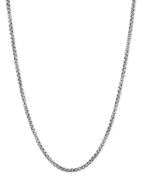 Rounded Box Link 22" Chain Necklace (2mm) Sterling Silver or 18k Gold-Plated Over