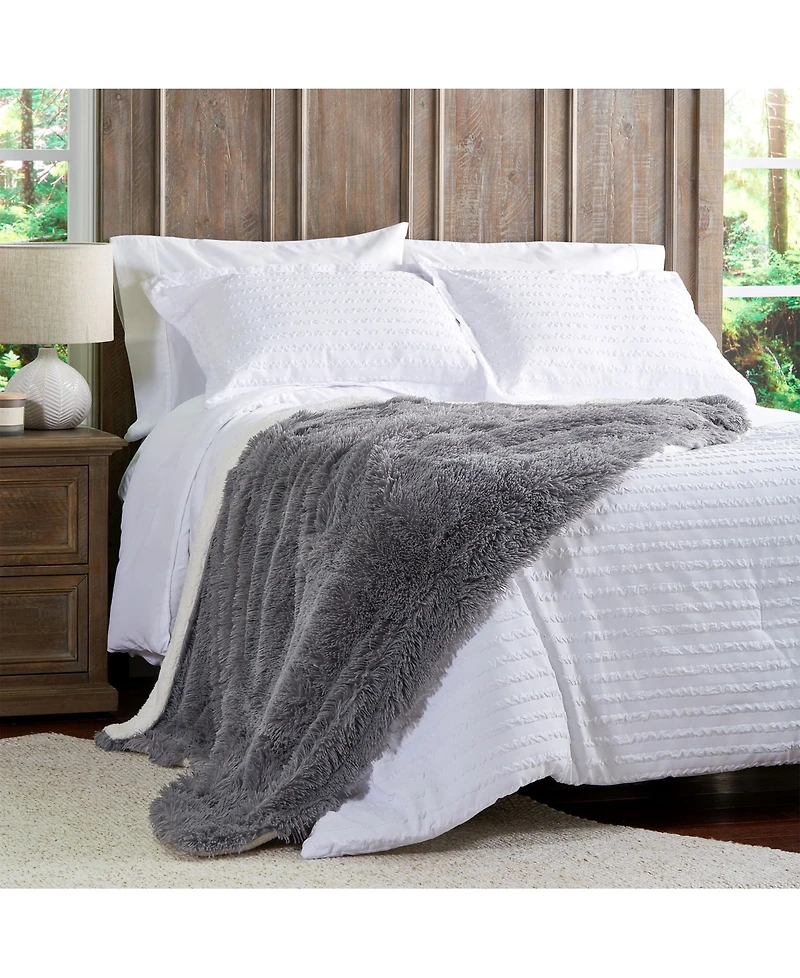 Baldwin Faux-Rabbit Reversible Oversized Throw, 60" x 70"