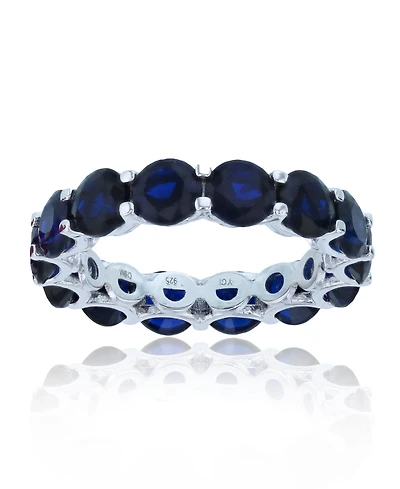 Lab Grown Blue Spinel Eternity Band Rhodium Plated Sterling Silver
