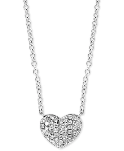 Effy Diamond Pave Heart 18" Pendant Necklace (1/8 ct. t.w.) in Sterling Silver or 14k Gold-Plated Sterling Silver