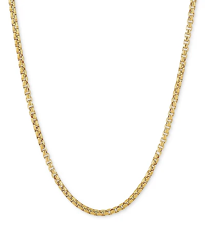 Rounded Box Link 22" Chain Necklace (2mm) Sterling Silver or 18k Gold-Plated Over