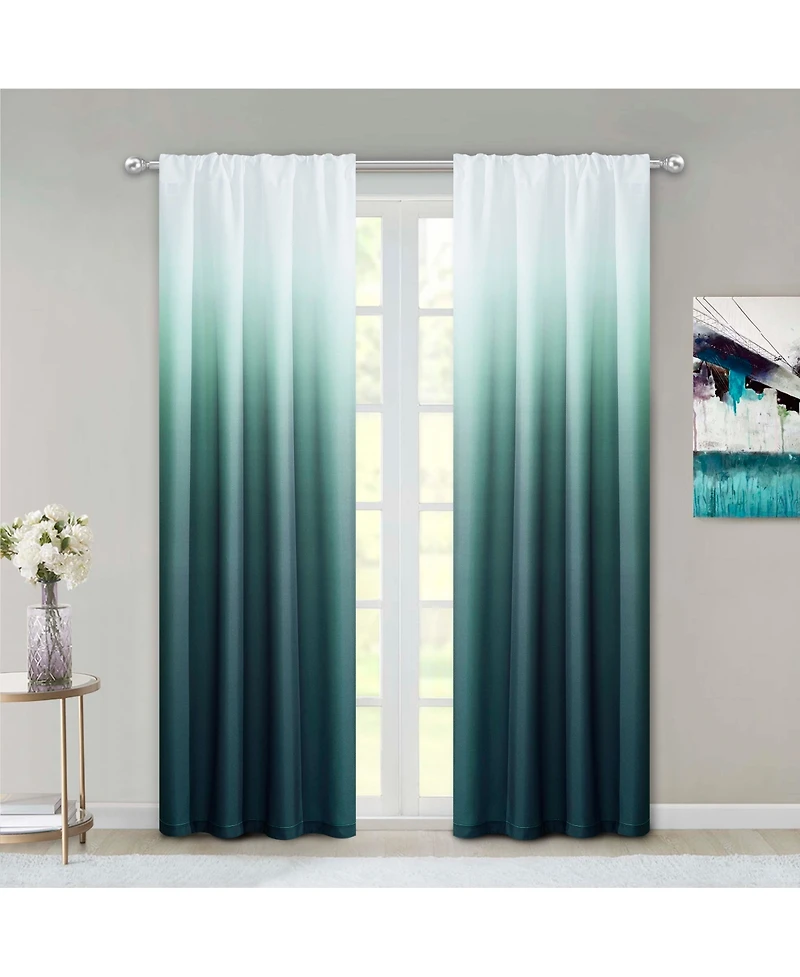 Dainty Home Ombre Darkening Curtains, Curtains for Living Room and Bedroom Black 40" W x 84" L Set of 2 Machine Washable Blackout Curtain