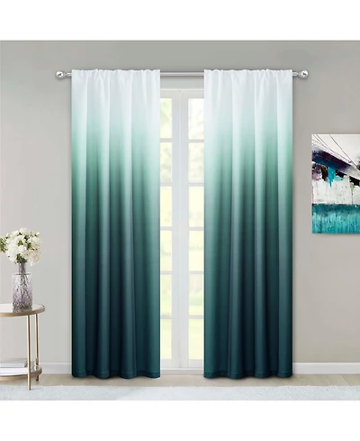 Dainty Home Ombre Darkening Curtains, Curtains for Living Room and Bedroom Black 40" W x 84" L Set of 2 Machine Washable Blackout Curtain