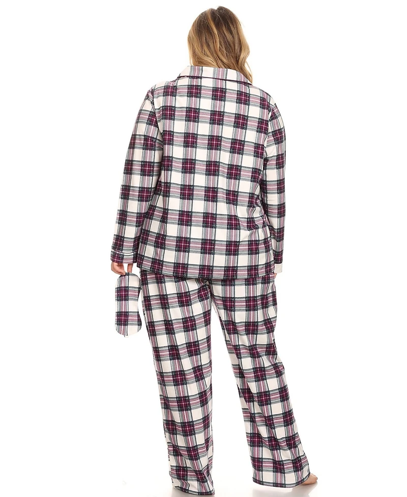 White Mark Plus 3-Piece Pajama Set