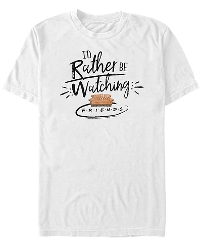 Fifth Sun Friends Men's I'D Rather Be Watching Text Short Sleeve T-Shirt