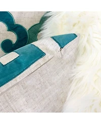 Homey Cozy Paige Applique Embroidery Linen Decorative Pillow, 20" x 20"