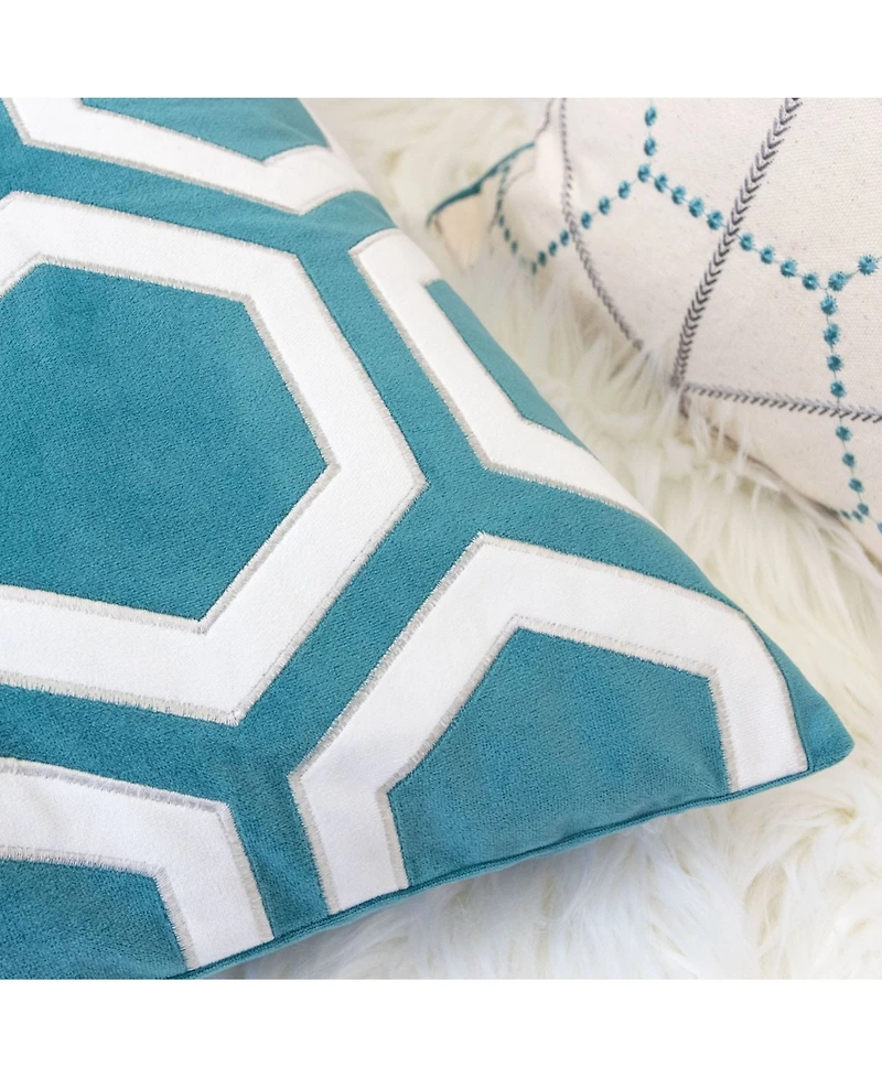 Homey Cozy Sadie Applique Velvet Decorative Pillow, 20" x 20"