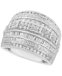 Diamond Wide Band Multi-Row Statement Ring (2 ct. t.w.) Sterling Silver