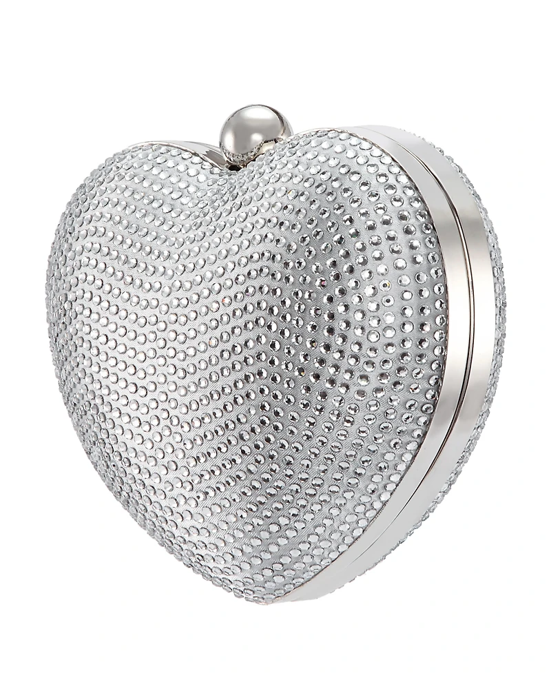 Nina Amorie Crystal Embellished Heart Minaudiere Clutch