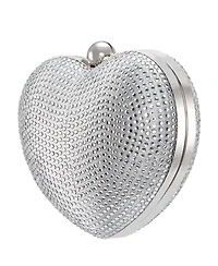 Nina Amorie Crystal Embellished Heart Minaudiere Clutch